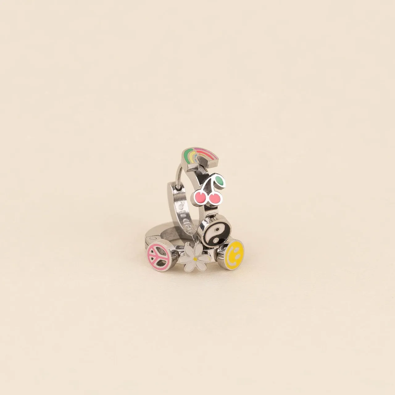 Groovy 3D Huggie Hoop Earrings sold by Modcloth product image thumbnail 4