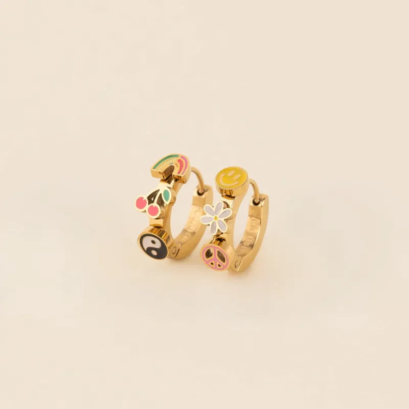 Groovy 3D Huggie Hoop Earrings sold by Modcloth