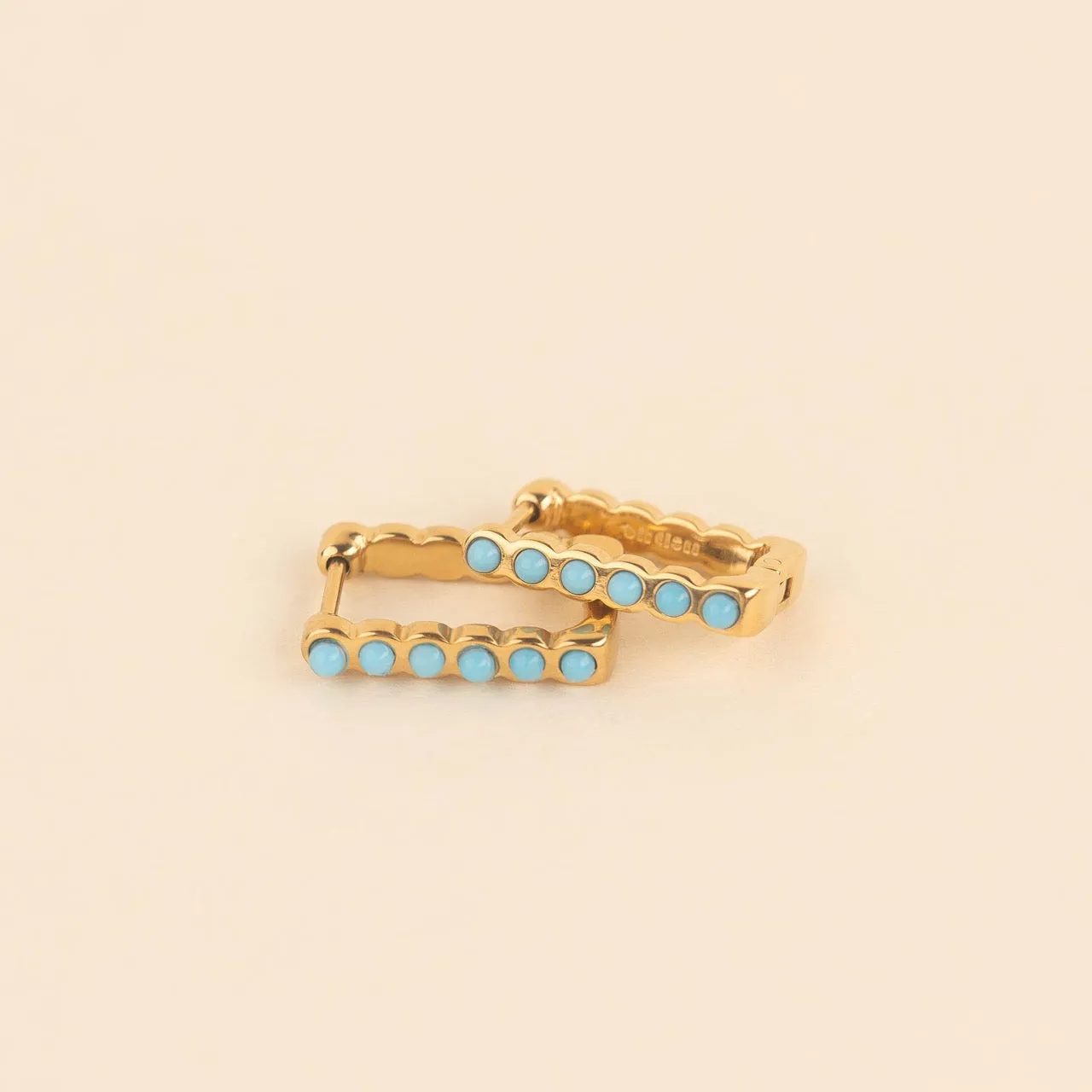 Turquoise Rectangle Huggie Hoop Earrings sold by Modcloth product image thumbnail 3