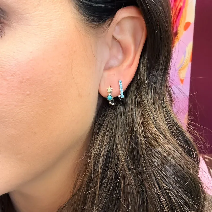 Turquoise Rectangle Huggie Hoop Earrings sold by Modcloth product image thumbnail 2