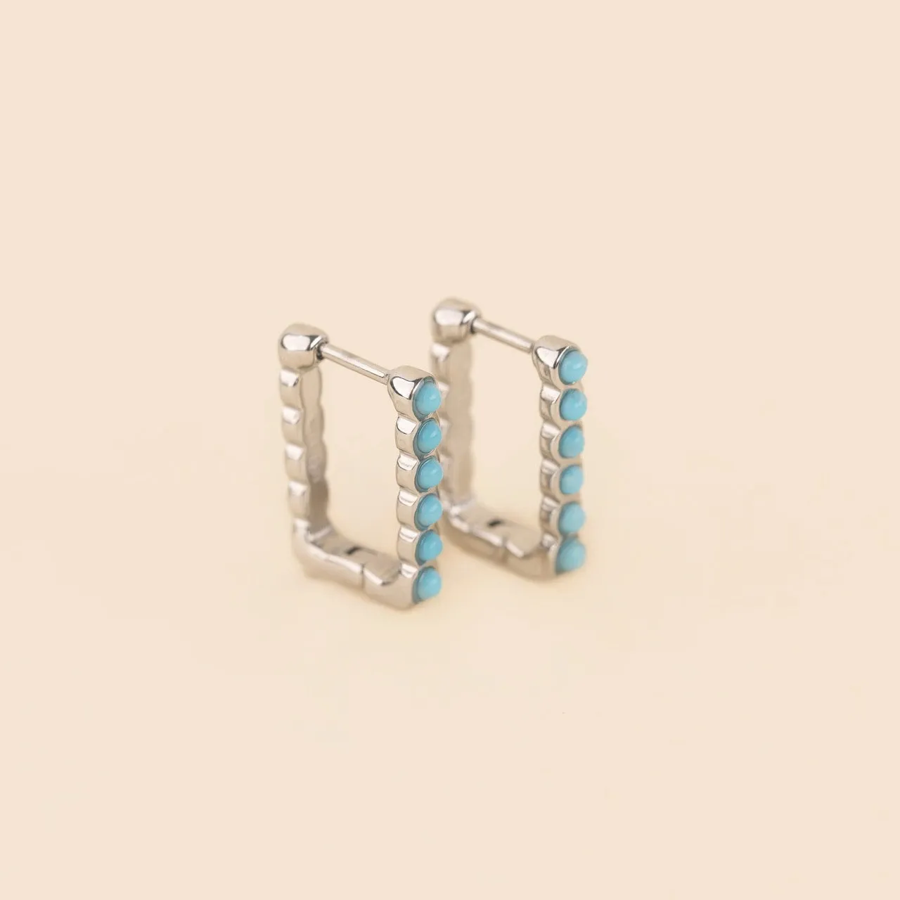 Turquoise Rectangle Huggie Hoop Earrings sold by Modcloth product image thumbnail 4