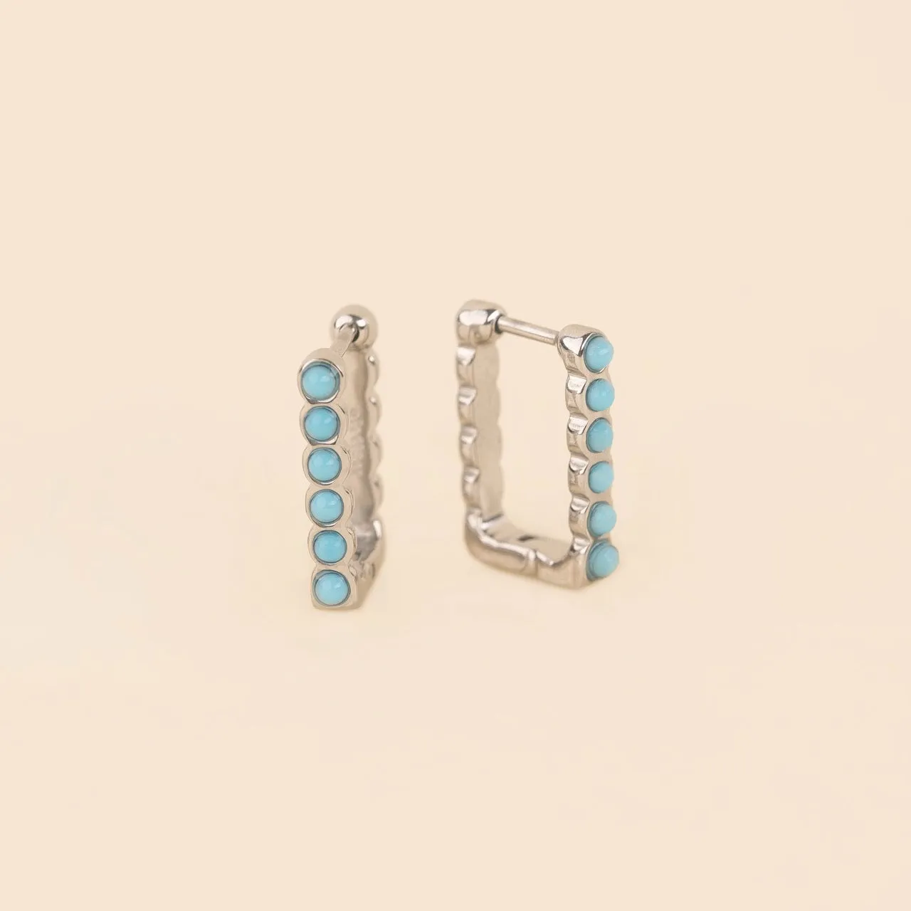 Turquoise Rectangle Huggie Hoop Earrings sold by Modcloth product image thumbnail 5