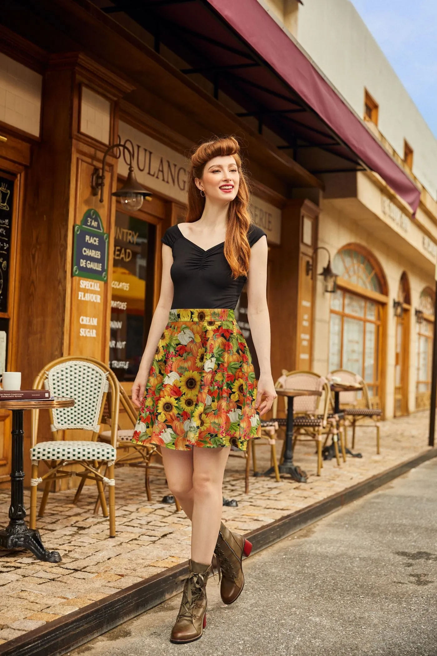 Sunflower & Pumpkin Skater Skirt sold by Modcloth product image thumbnail 2