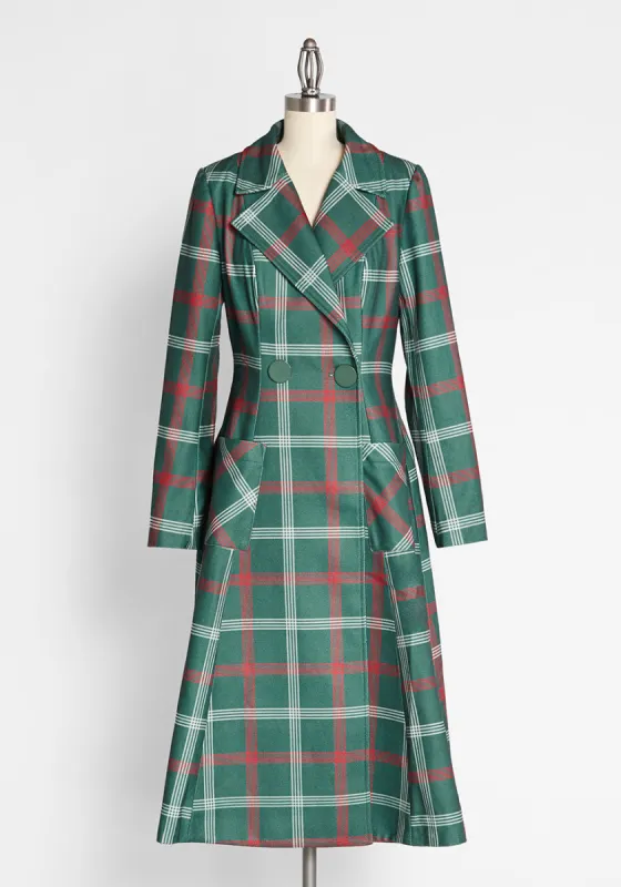 ModCloth x Collectif Pardon Our Trench Plaid Coat sold by Modcloth
