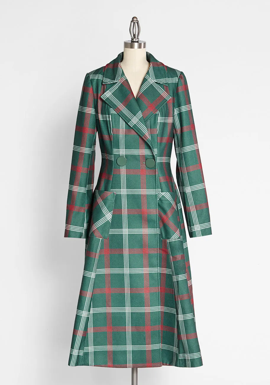 ModCloth x Collectif Pardon Our Trench Plaid Coat sold by Modcloth