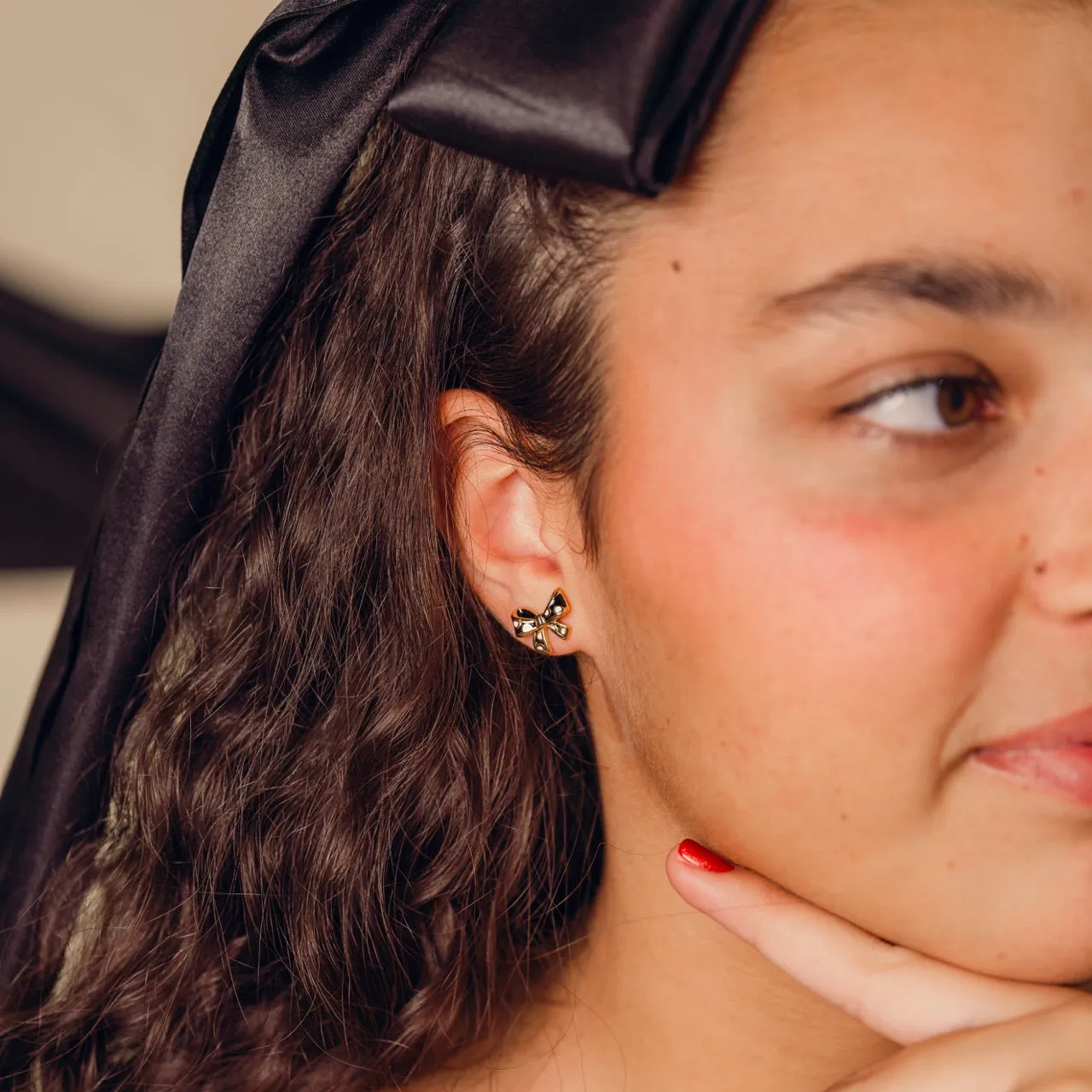 Polka Dot Bow Stud Earrings sold by Modcloth product image thumbnail 2