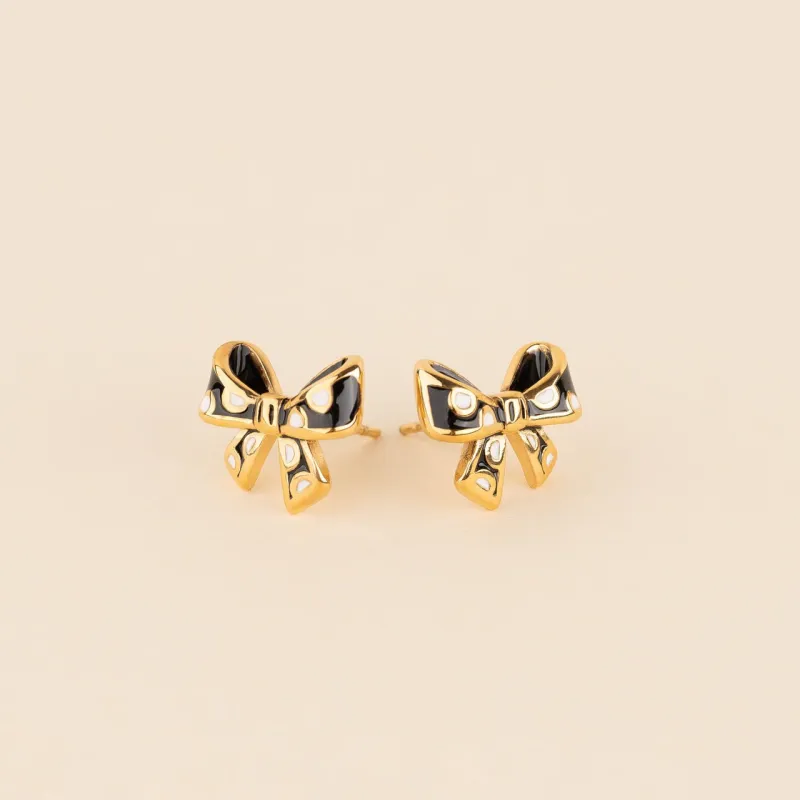 Polka Dot Bow Stud Earrings sold by Modcloth
