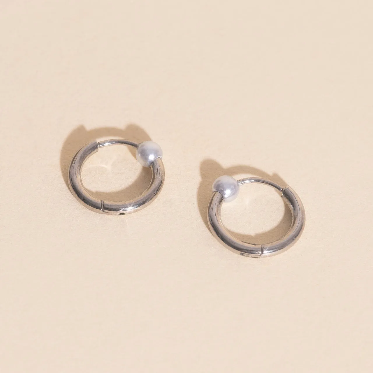 Pearl Huggie Hoop Earrings sold by Modcloth product image thumbnail 5