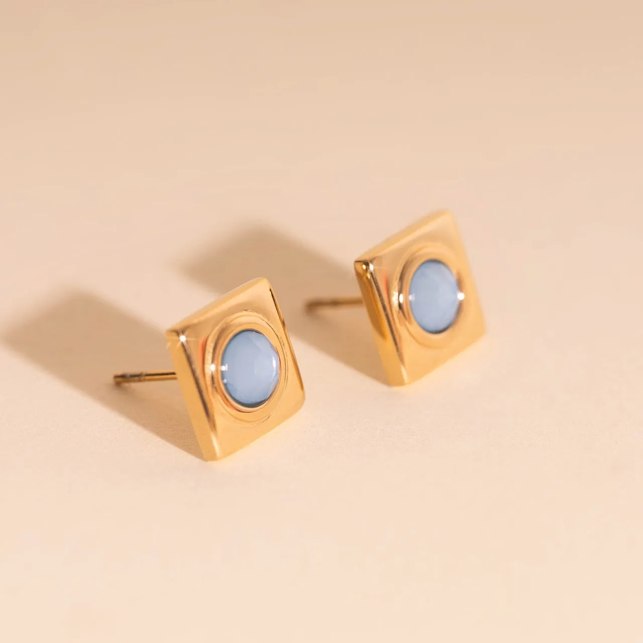 Square Stone Stud Earrings sold by Modcloth