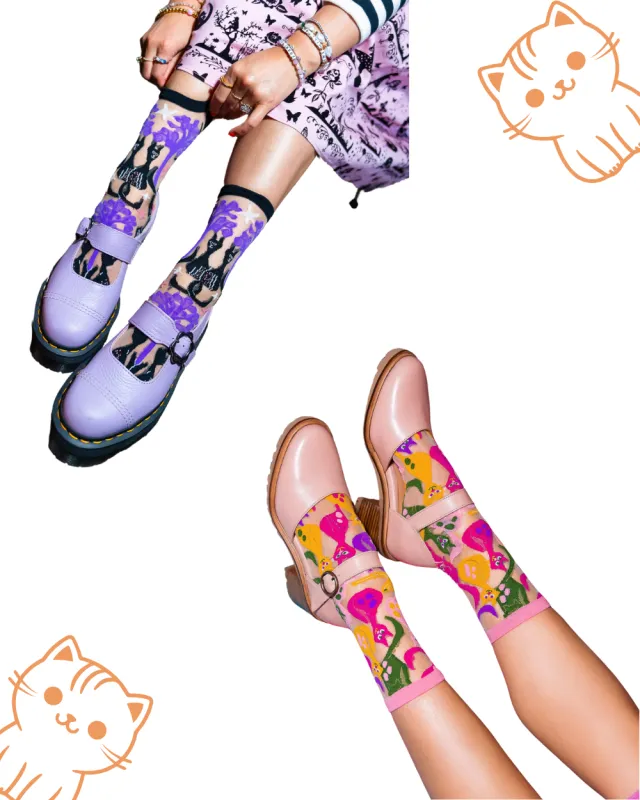 Cat Lovers Sheer Socks Bundle made by Modcloth