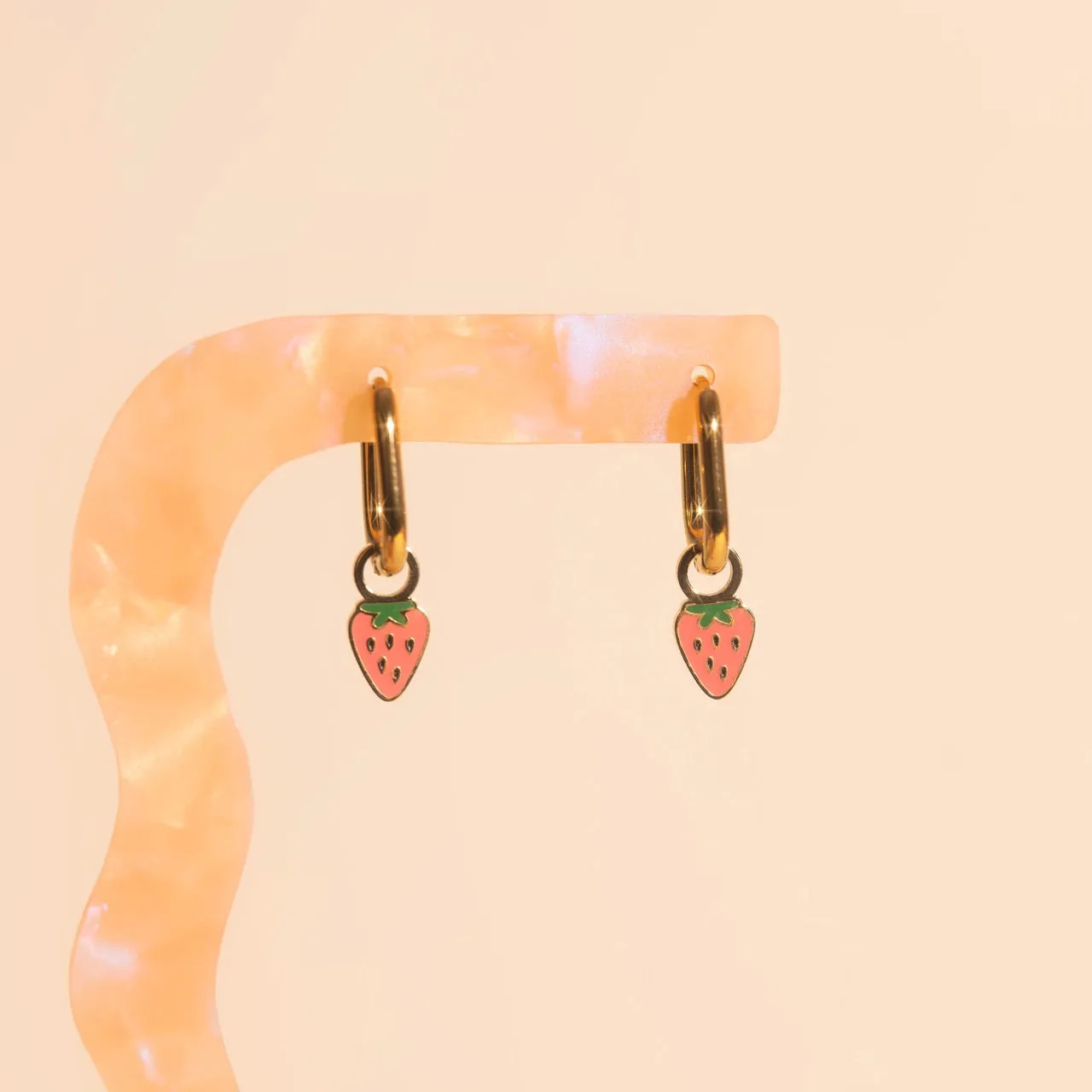 Mini Strawberry Huggie Hoop Charms sold by Modcloth product image thumbnail 2