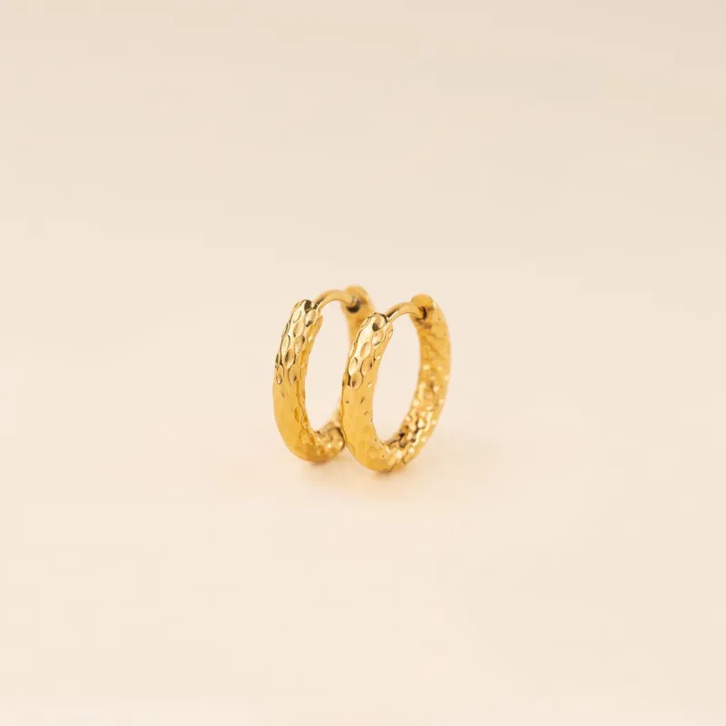 Hammered Rounded Huggie Hoop Earrings sold by Modcloth