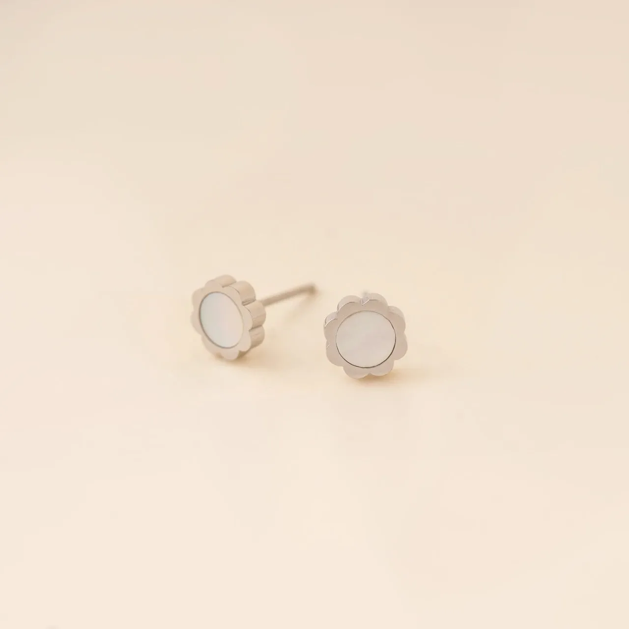 Pearl Shell Flower Stud Earrings sold by Modcloth