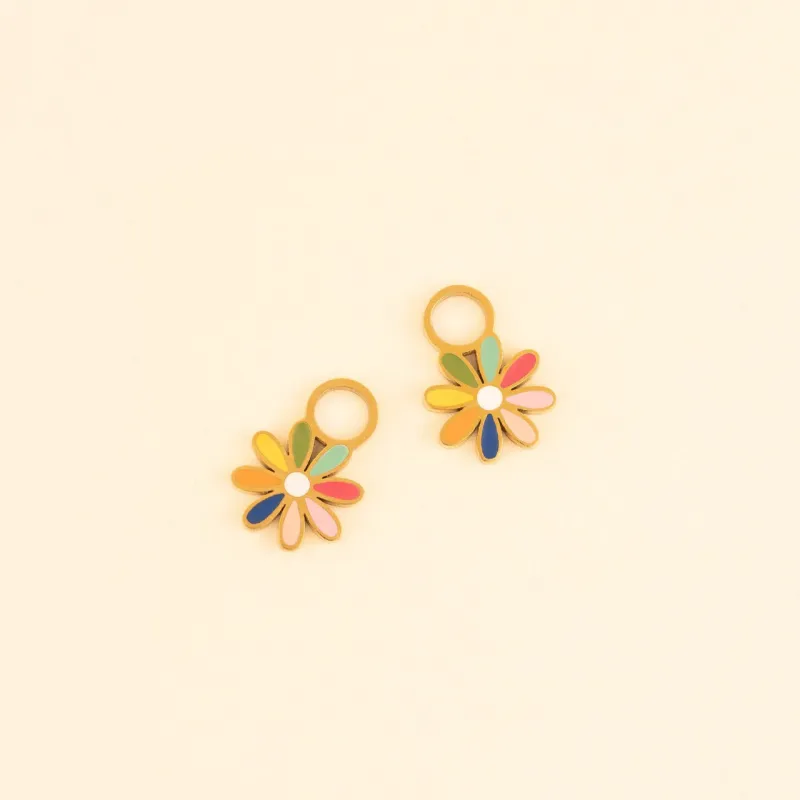 Rainbow Daisy Huggie Hoop Charms sold by Modcloth