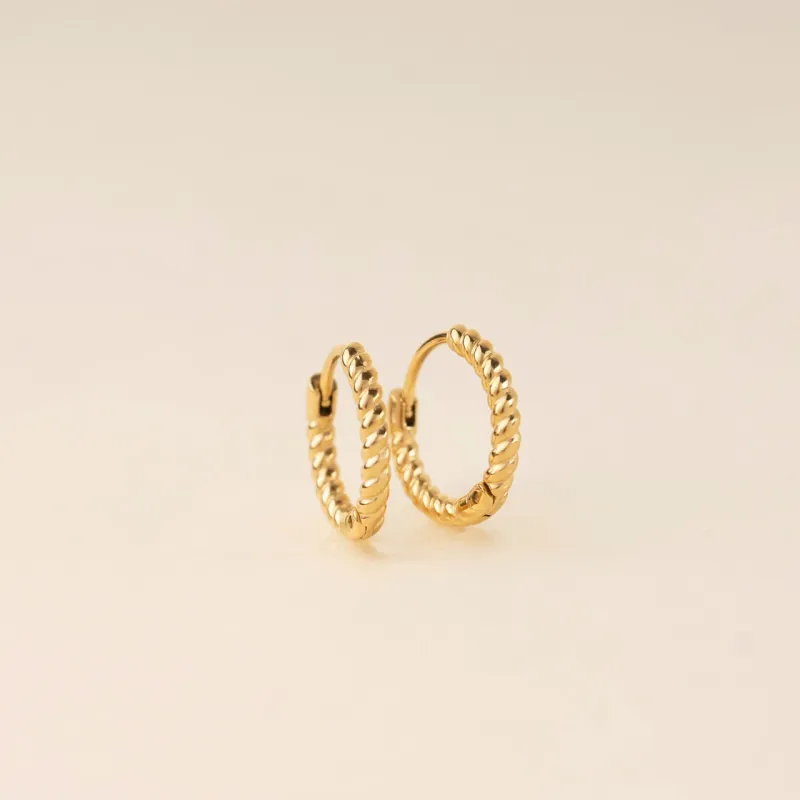 Rope Rounded Huggie Hoop Earrings sold by Modcloth