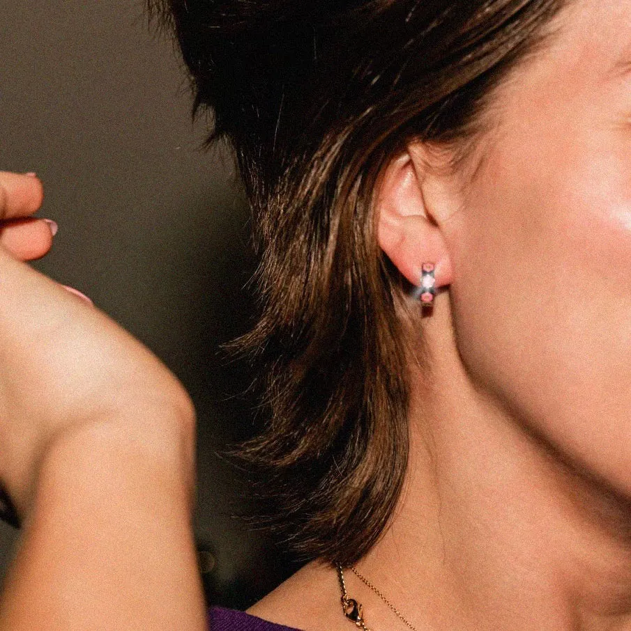 Flower Chunky Huggie Hoop Earrings sold by Modcloth product image thumbnail 2