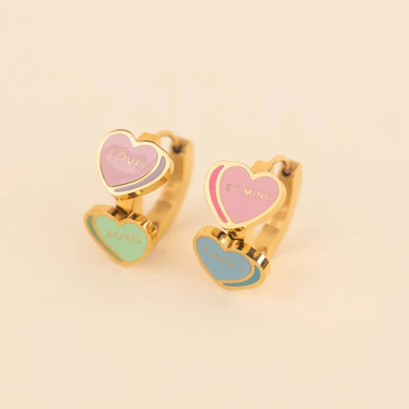 Conversation Heart 3D Huggie Hoop Earrings sold by Modcloth