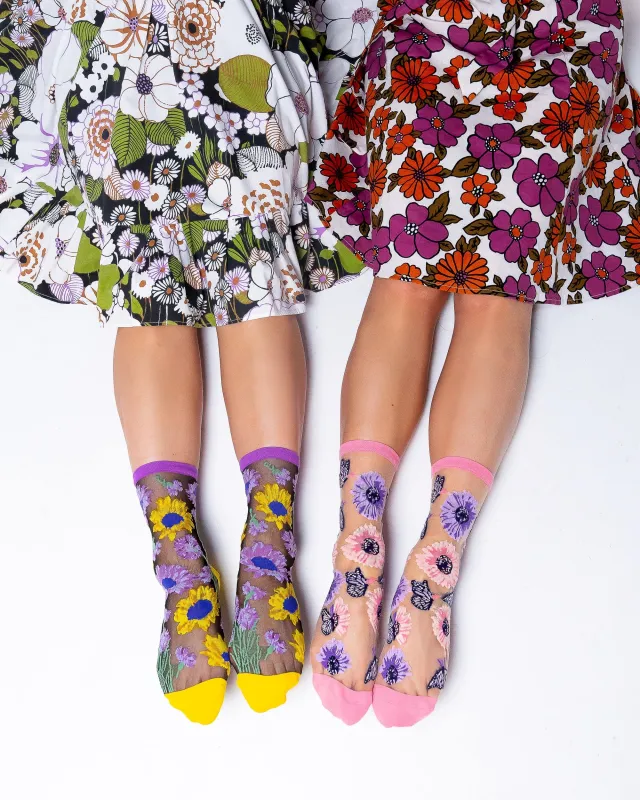 Sunflower Print Sheer Socks Bundle sold by Modcloth