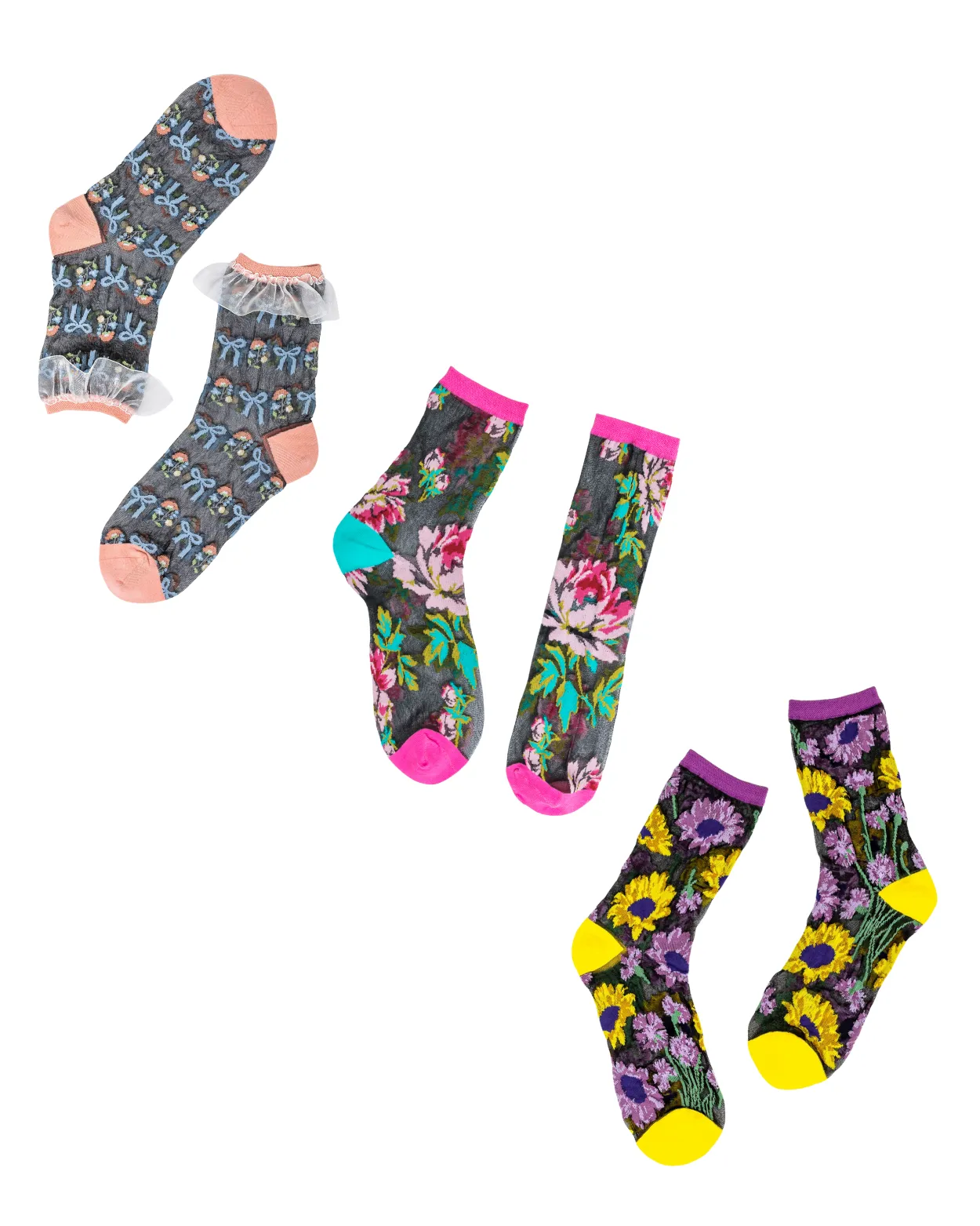 Black Sheer Socks Bundle 2 🌻 Floral Lover sold by Modcloth