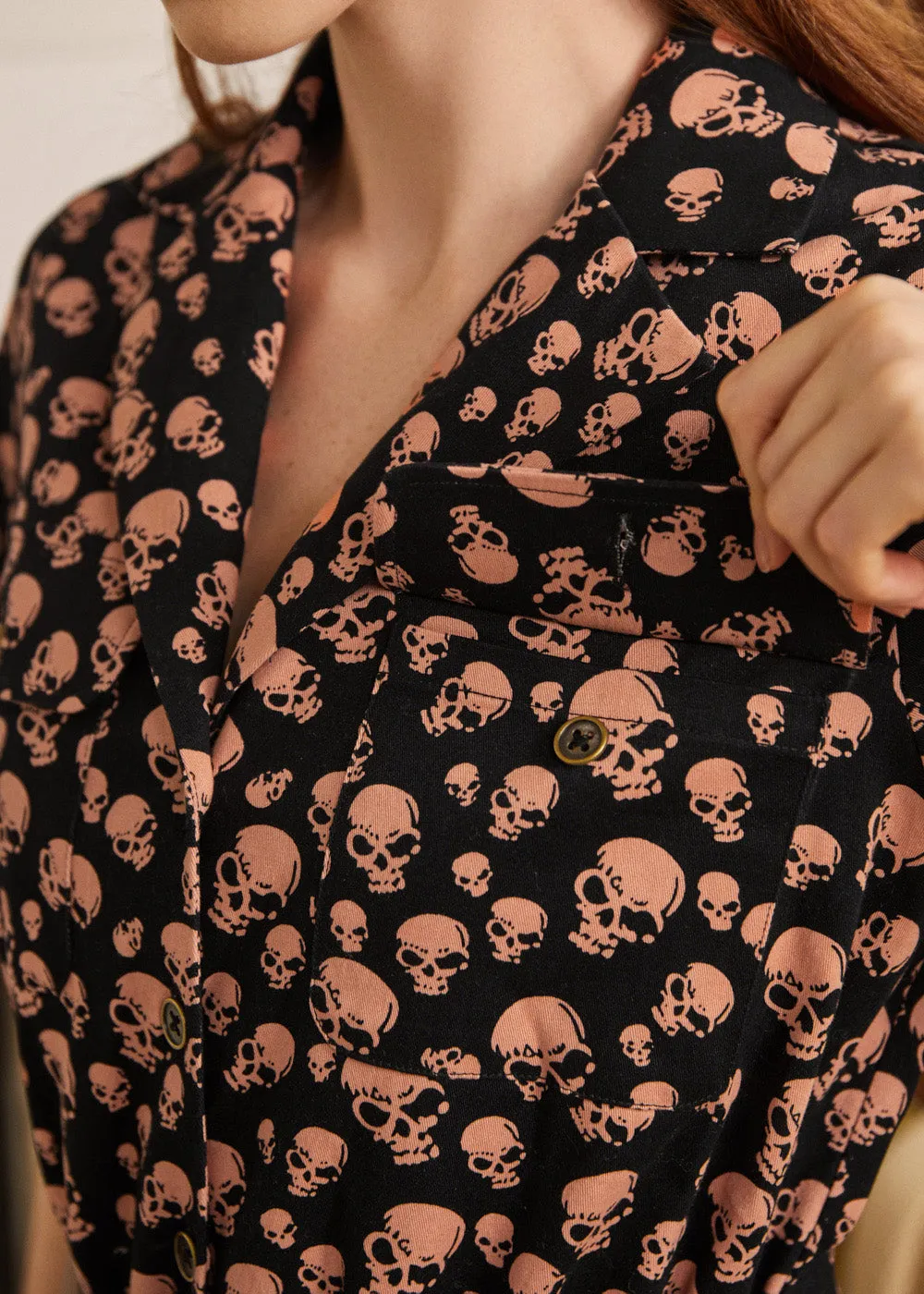 Mushroom About Town Jumpsuit - Peachy Skulls Edition sold by Modcloth product image thumbnail 5