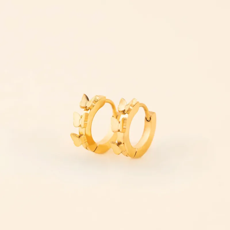 Butterfly 3D Huggie Hoop Earrings sold by Modcloth