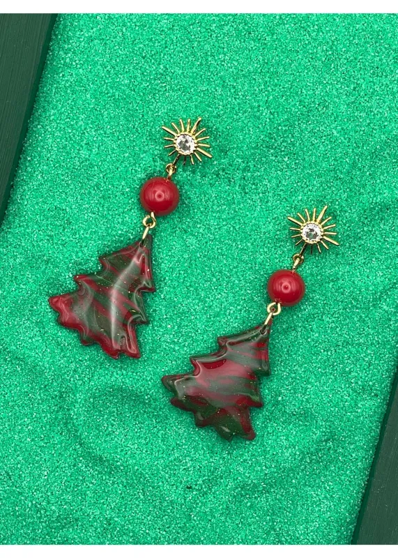 Swirl Holiday Tree Earrings sold by Modcloth