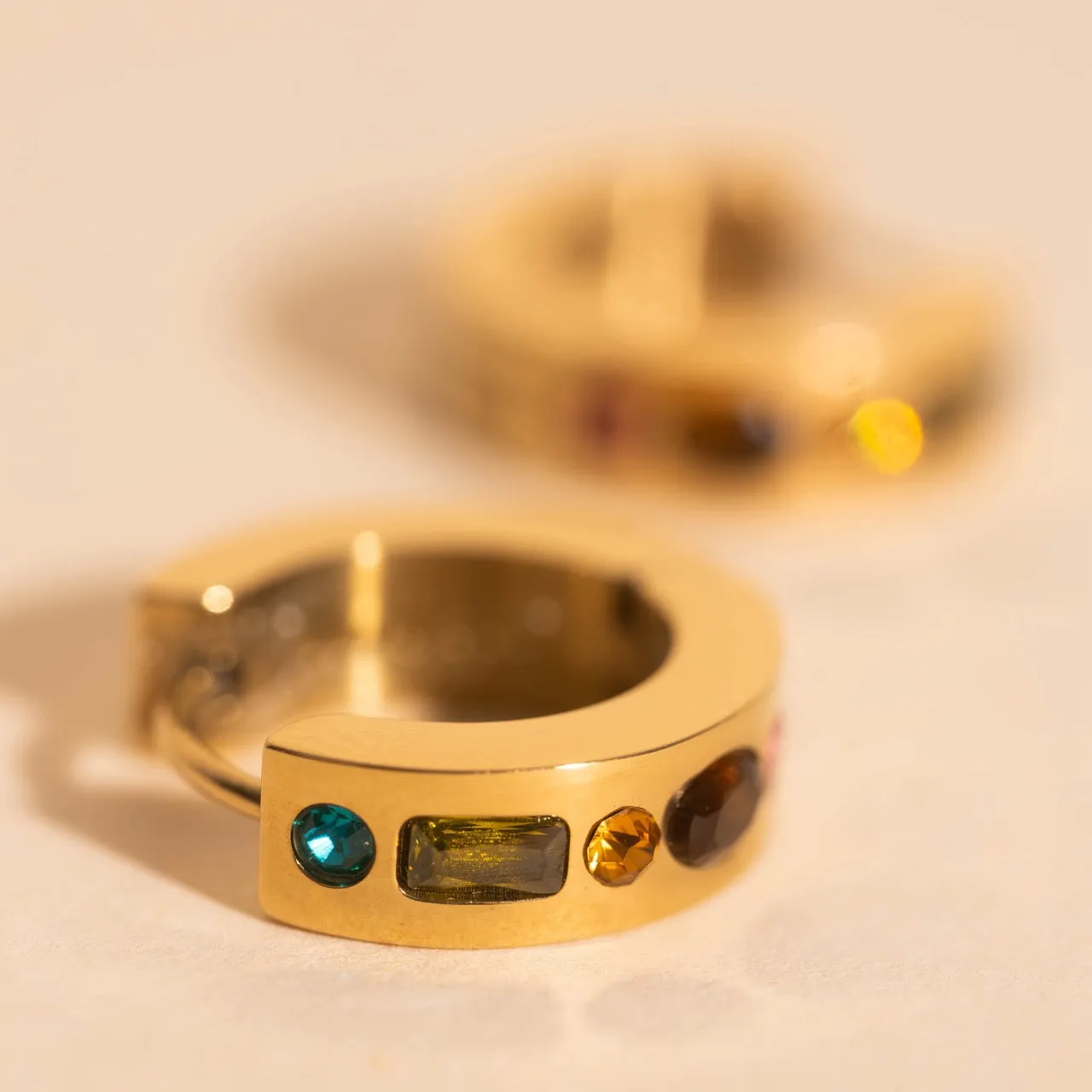 Gemstone Chunky Huggie Hoop Earrings sold by Modcloth product image thumbnail 5