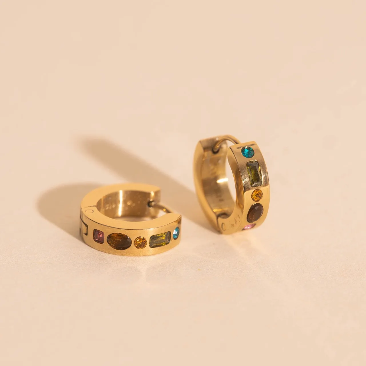 Gemstone Chunky Huggie Hoop Earrings sold by Modcloth product image thumbnail 3