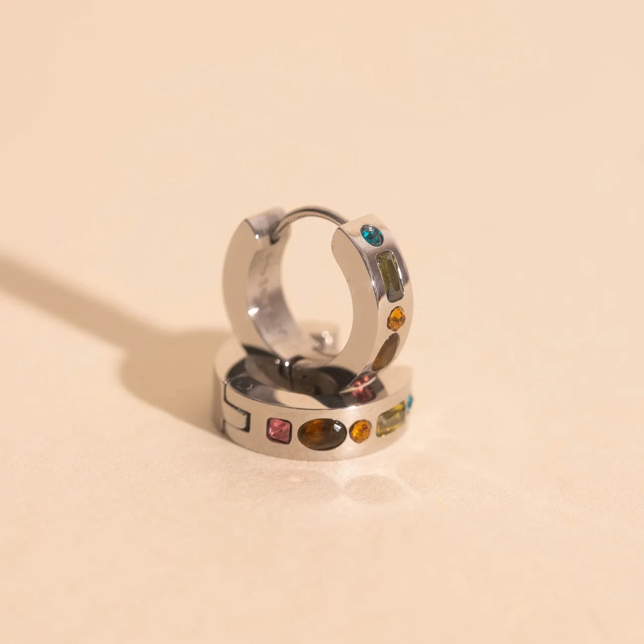 Gemstone Chunky Huggie Hoop Earrings sold by Modcloth product image thumbnail 2