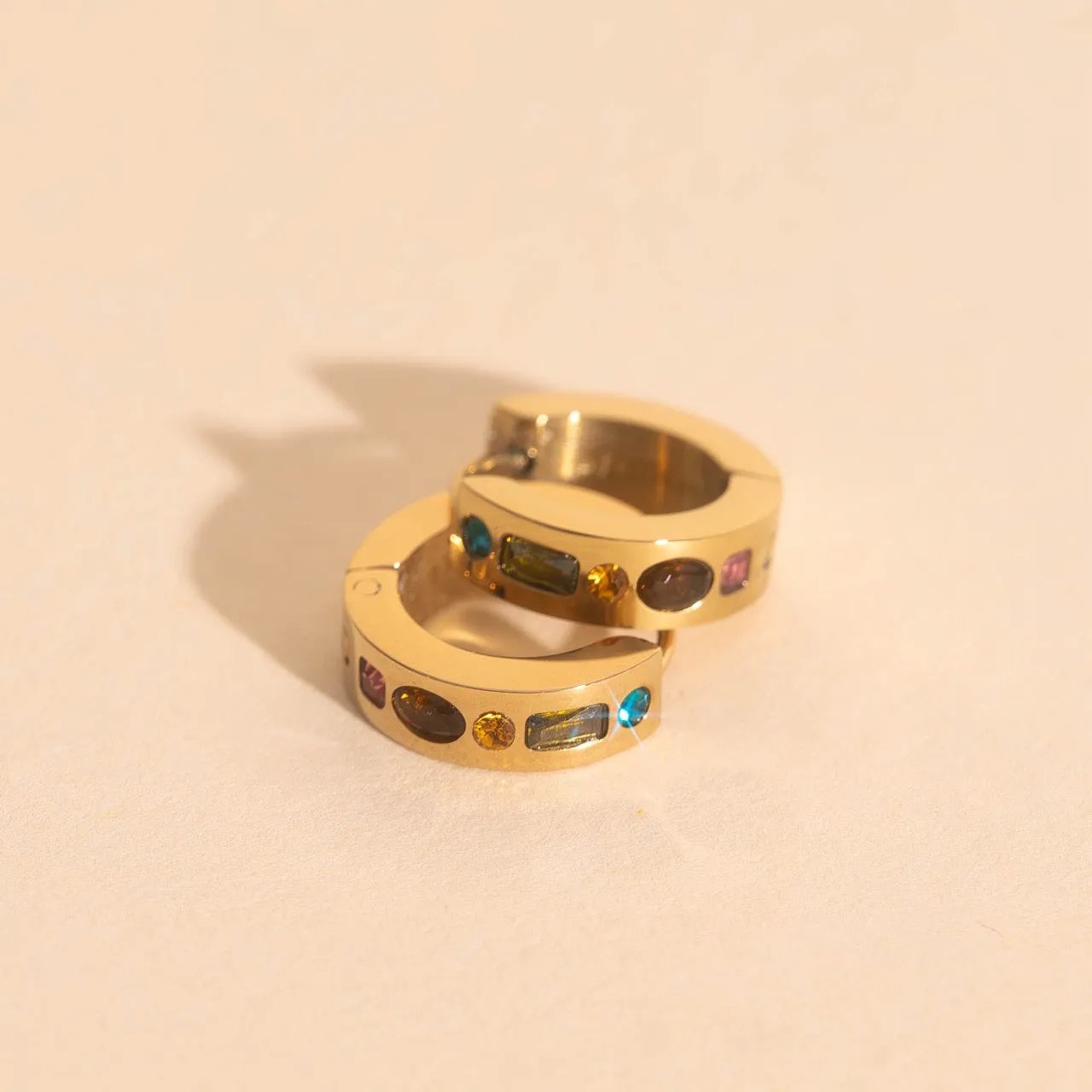 Gemstone Chunky Huggie Hoop Earrings sold by Modcloth product image thumbnail 4