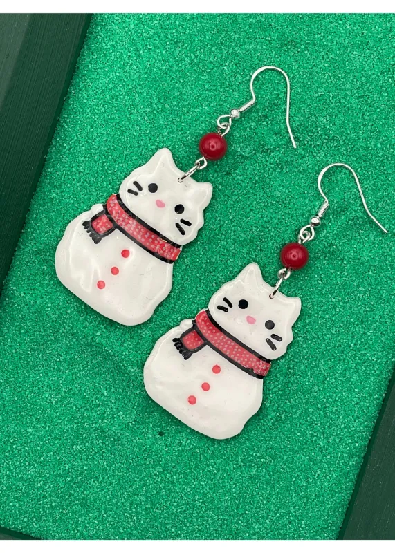 Holiday Snowy Cat Earrings sold by Modcloth
