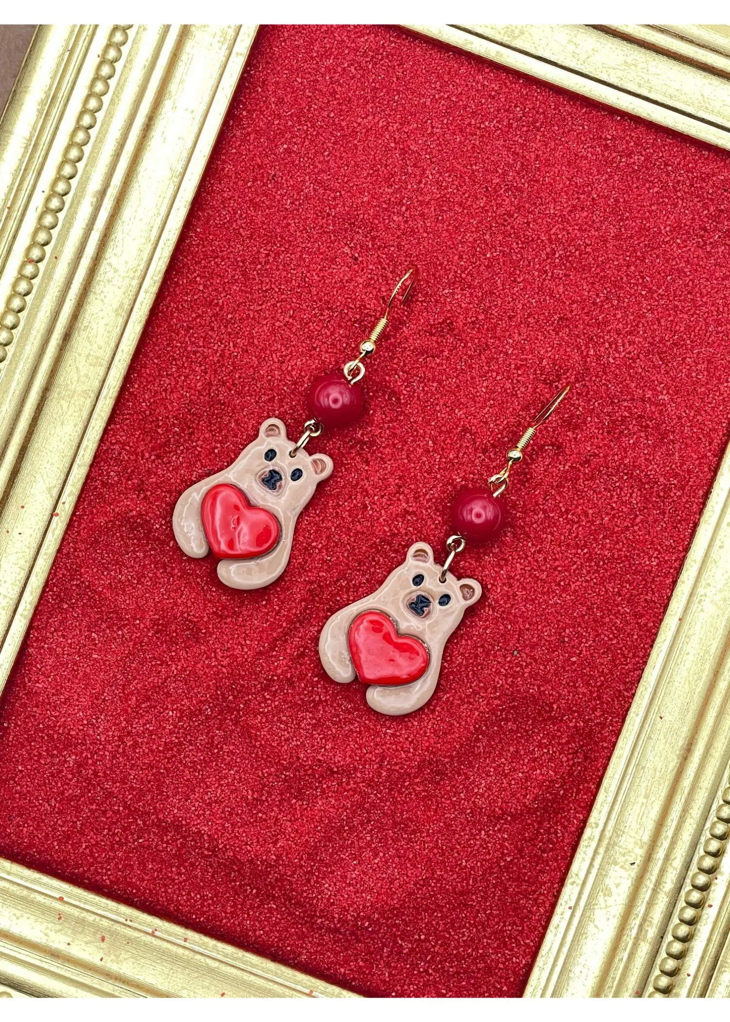 Holiday Lovie Bear with Heart Earrings sold by Modcloth product image thumbnail 3