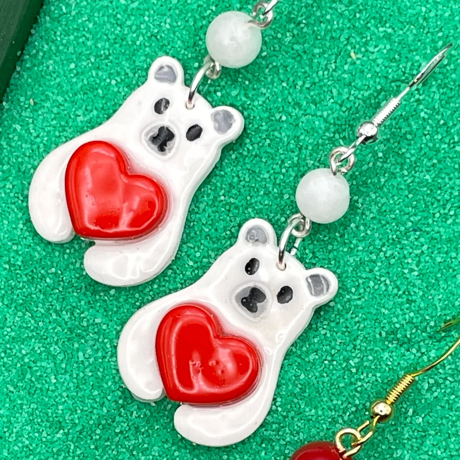 Holiday Lovie Bear with Heart Earrings sold by Modcloth product image thumbnail 5