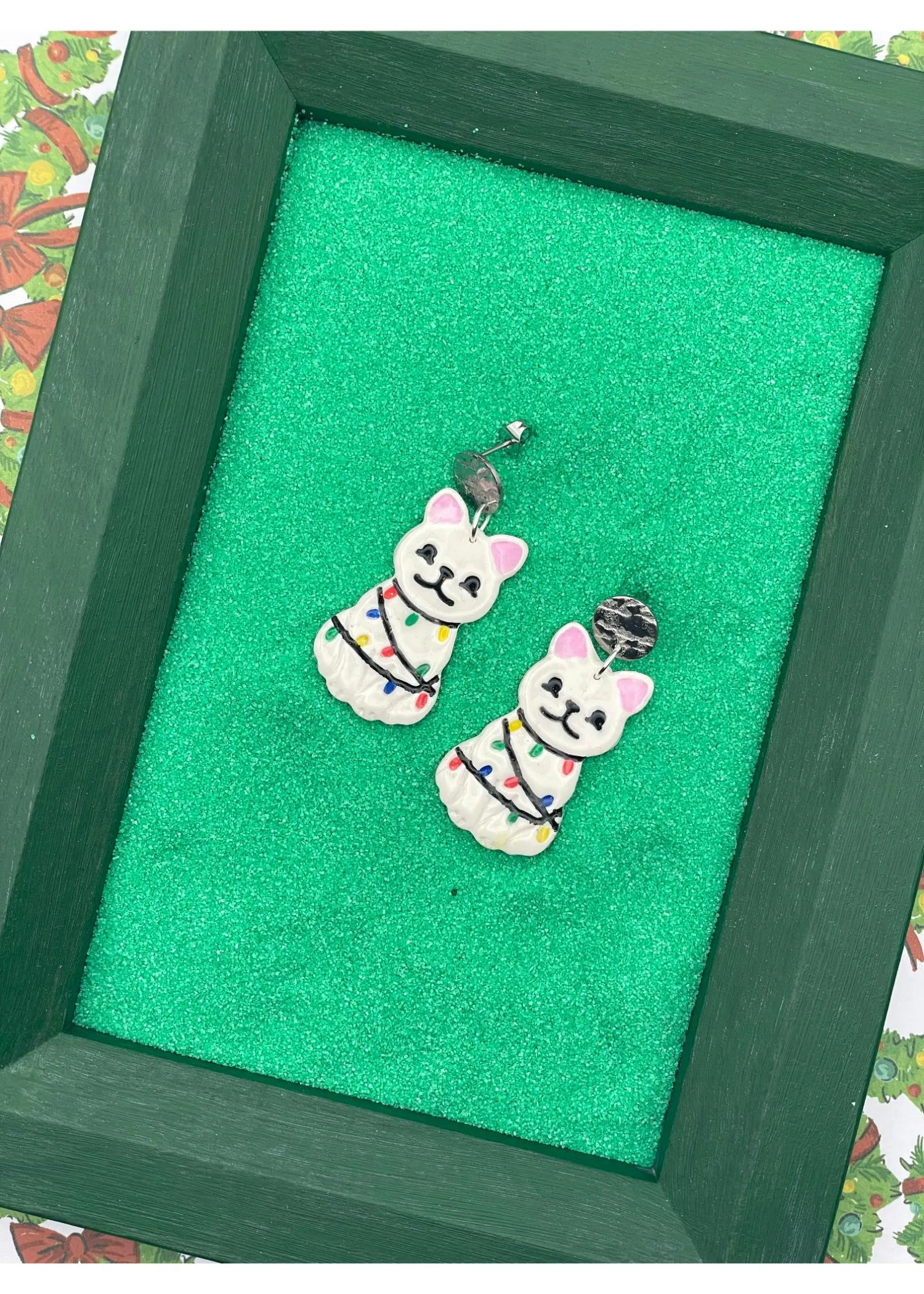 Holiday Cat Wrapped in Lights Earrings - Multi sold by Modcloth product image thumbnail 3