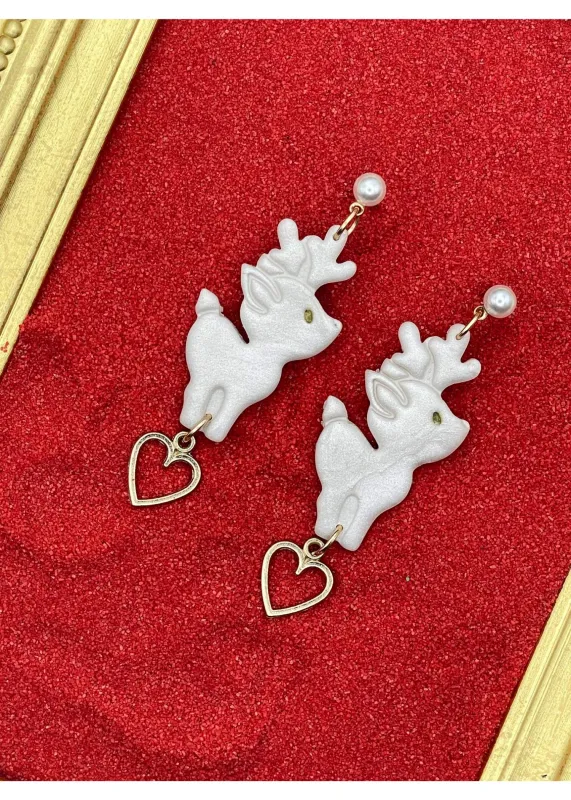 Holiday Pearlescent Reindeer Earrings sold by Modcloth