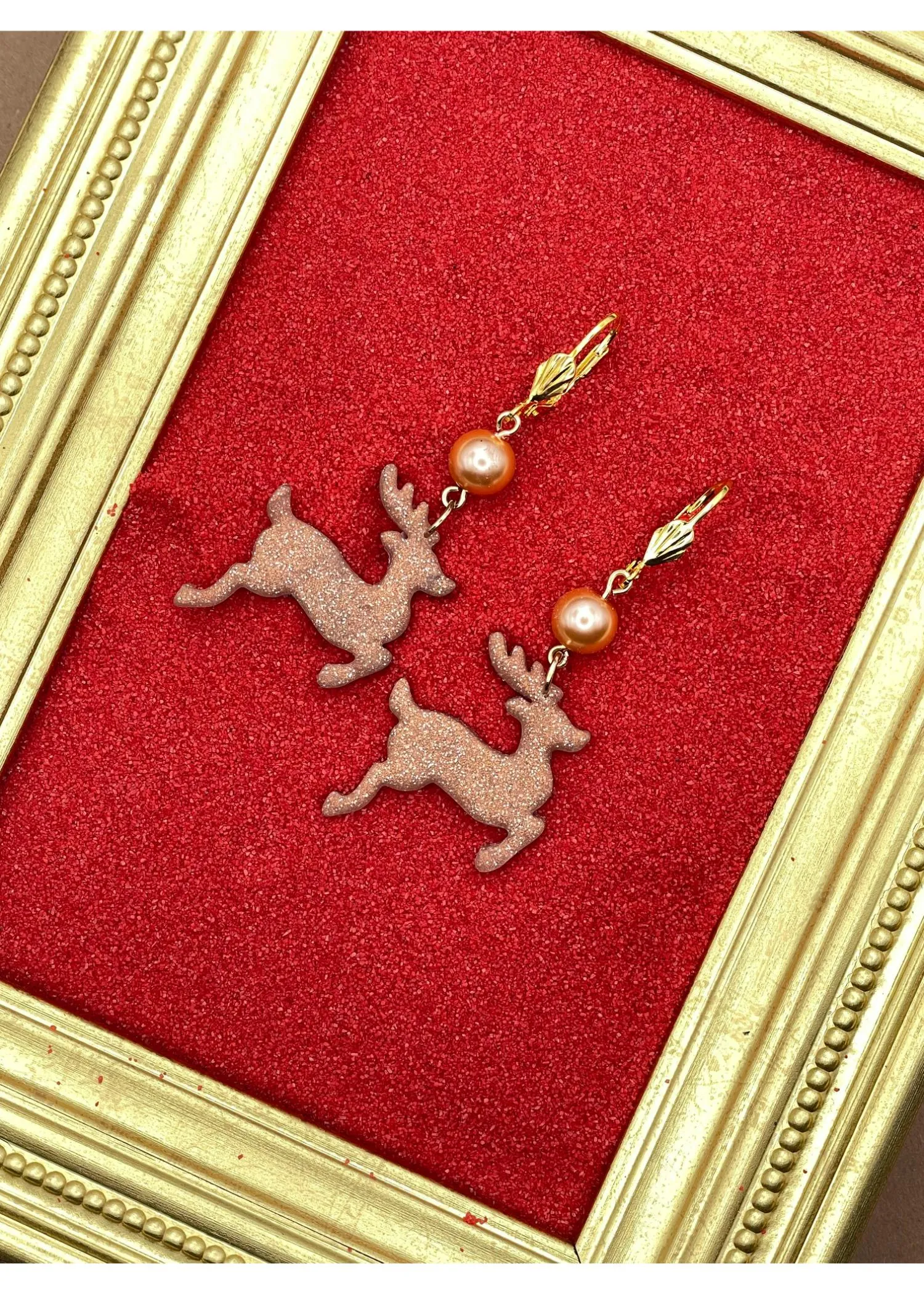 Holiday Rose Gold Reindeer Earrings sold by Modcloth product image thumbnail 3