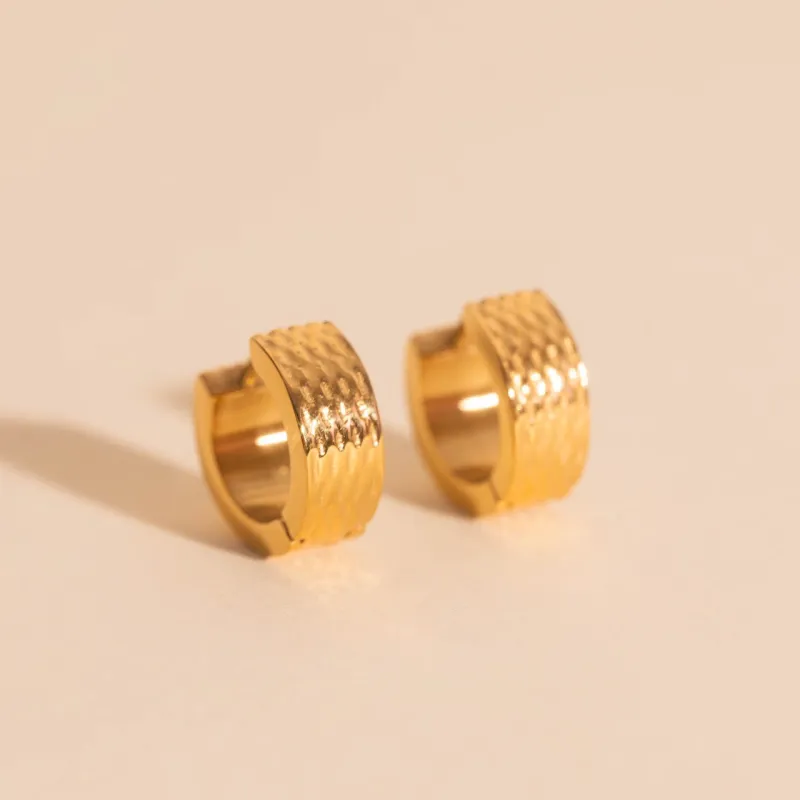 Basketweave Super Chunky Huggie Hoop Earrings sold by Modcloth