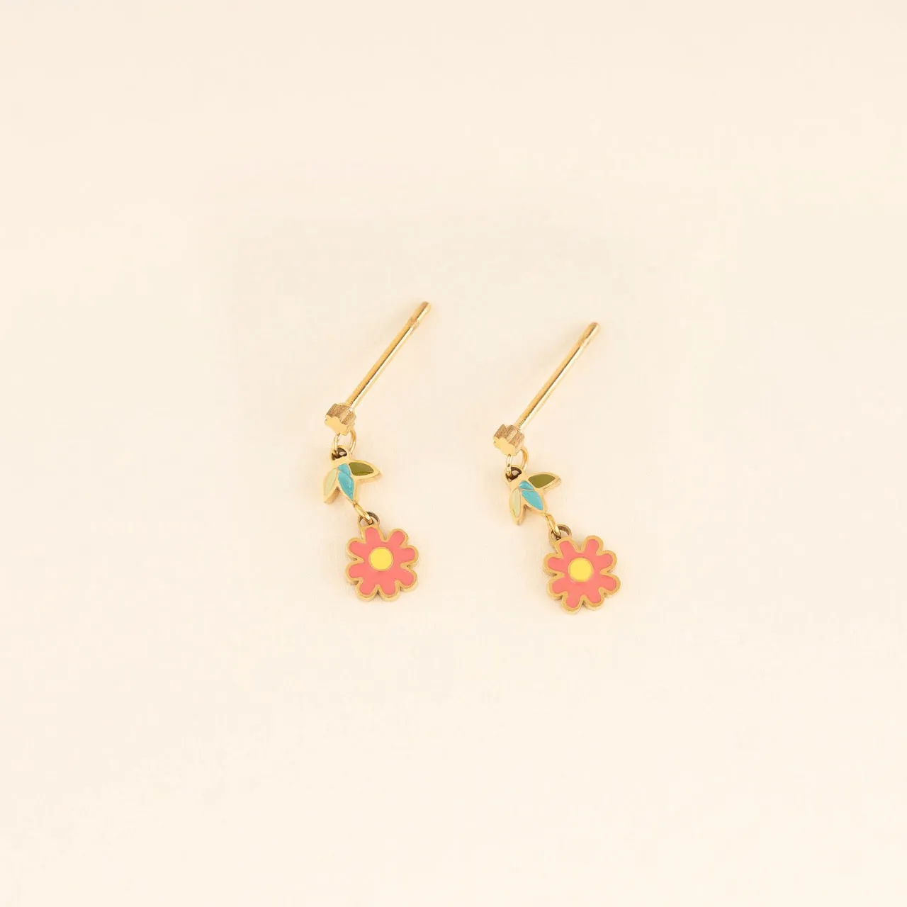Coral Drop Flower Stud Earrings sold by Modcloth