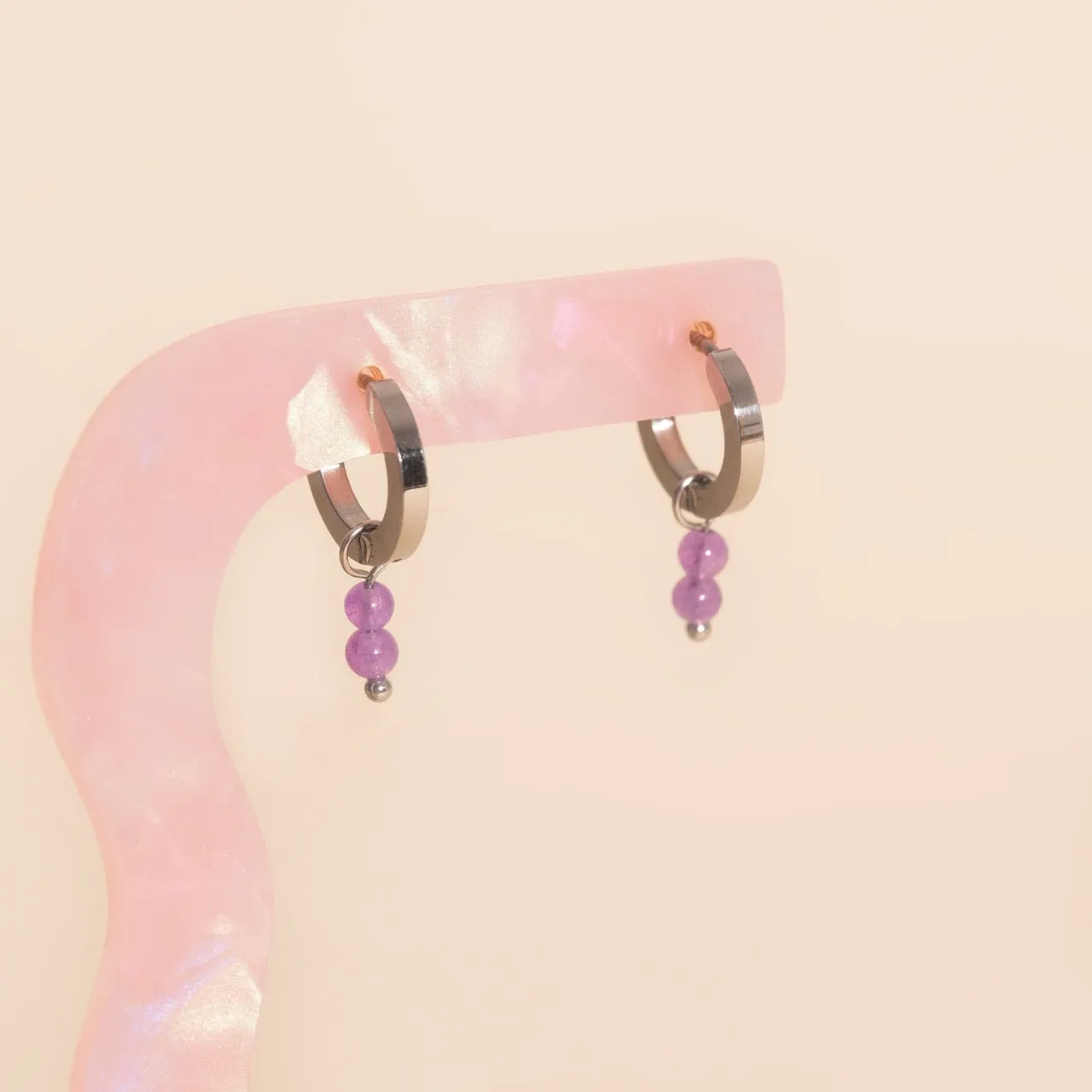 Lavender Bead Drop Huggie Hoop Charms sold by Modcloth product image thumbnail 3