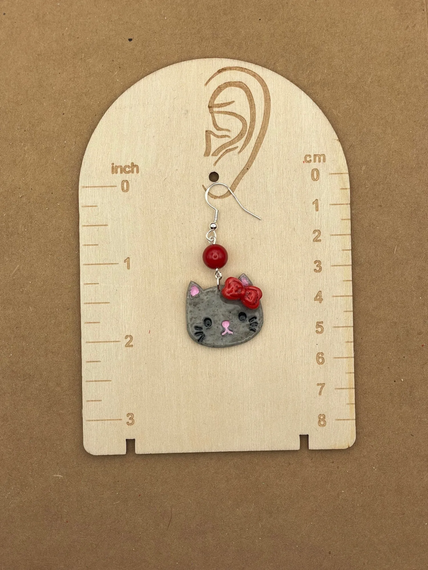 Kitty Cat with Red Bow Earrings sold by Modcloth product image thumbnail 2