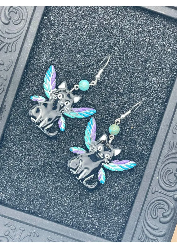 Fairy Cat Dangle Earrings sold by Modcloth