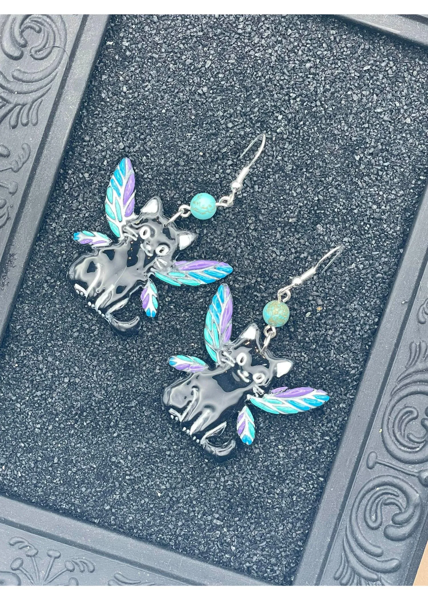 Fairy Cat Dangle Earrings sold by Modcloth