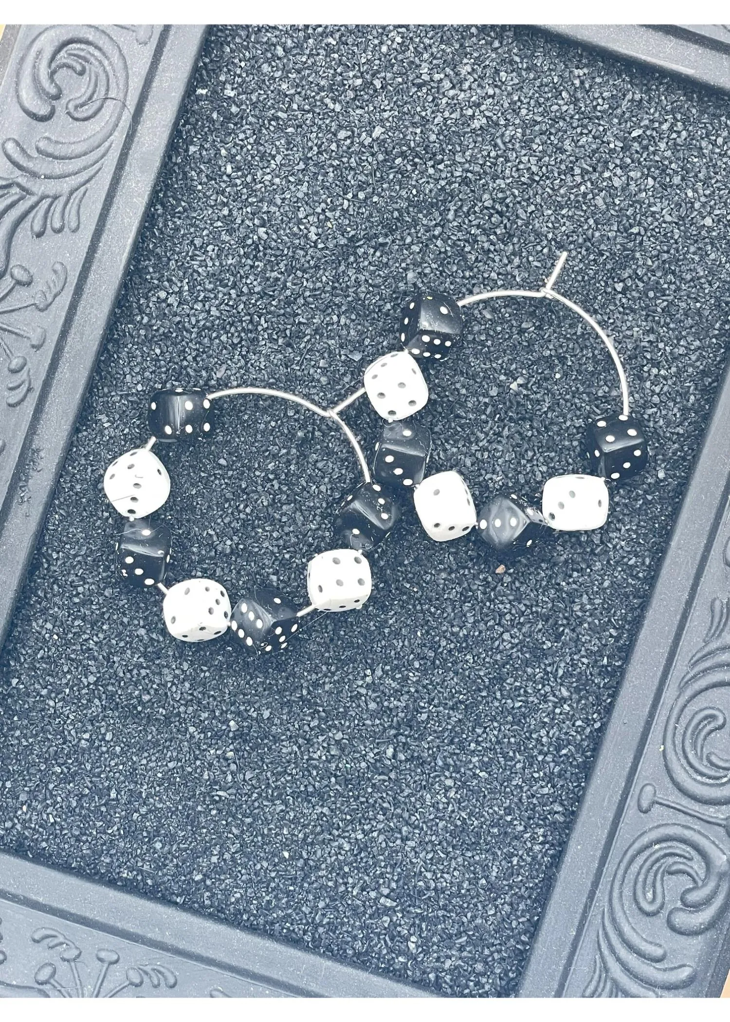 Black & White Dice Hoop Earrings sold by Modcloth product image thumbnail 3