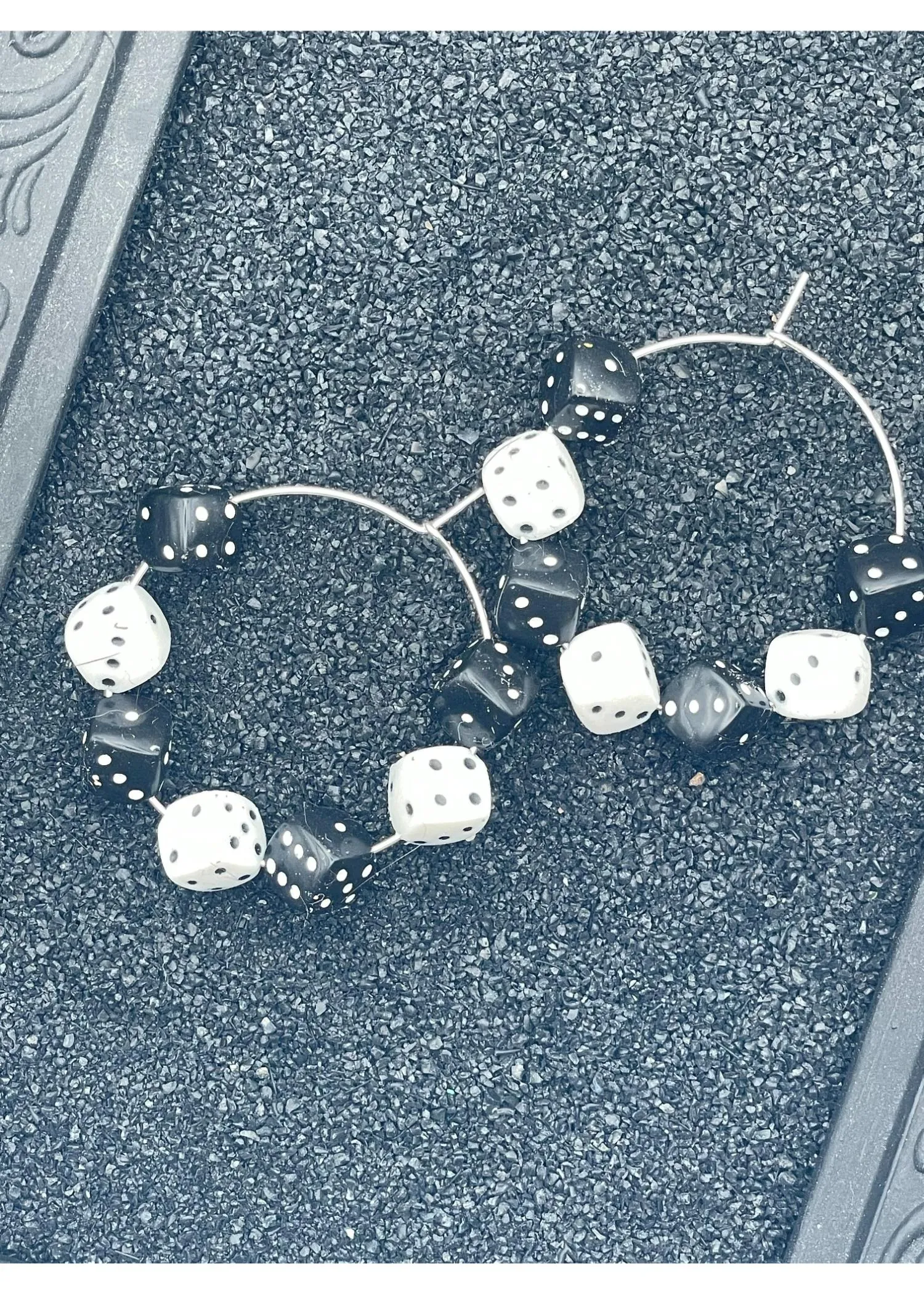 Black & White Dice Hoop Earrings sold by Modcloth