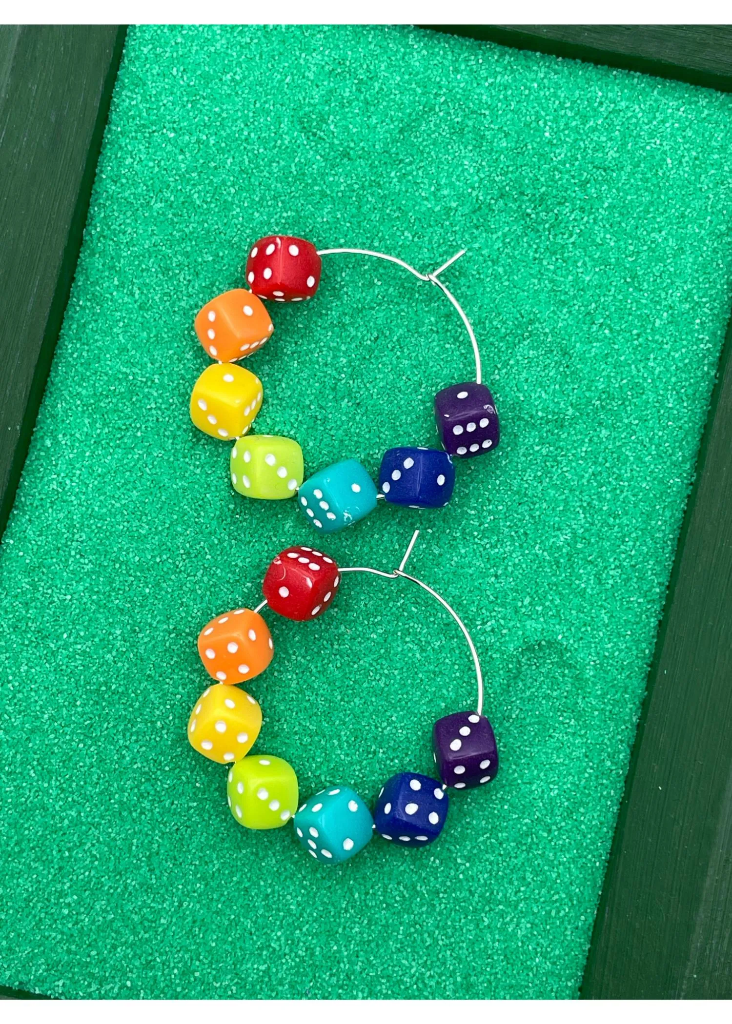 Rainbow Dice Hoop Earrings sold by Modcloth product image thumbnail 3