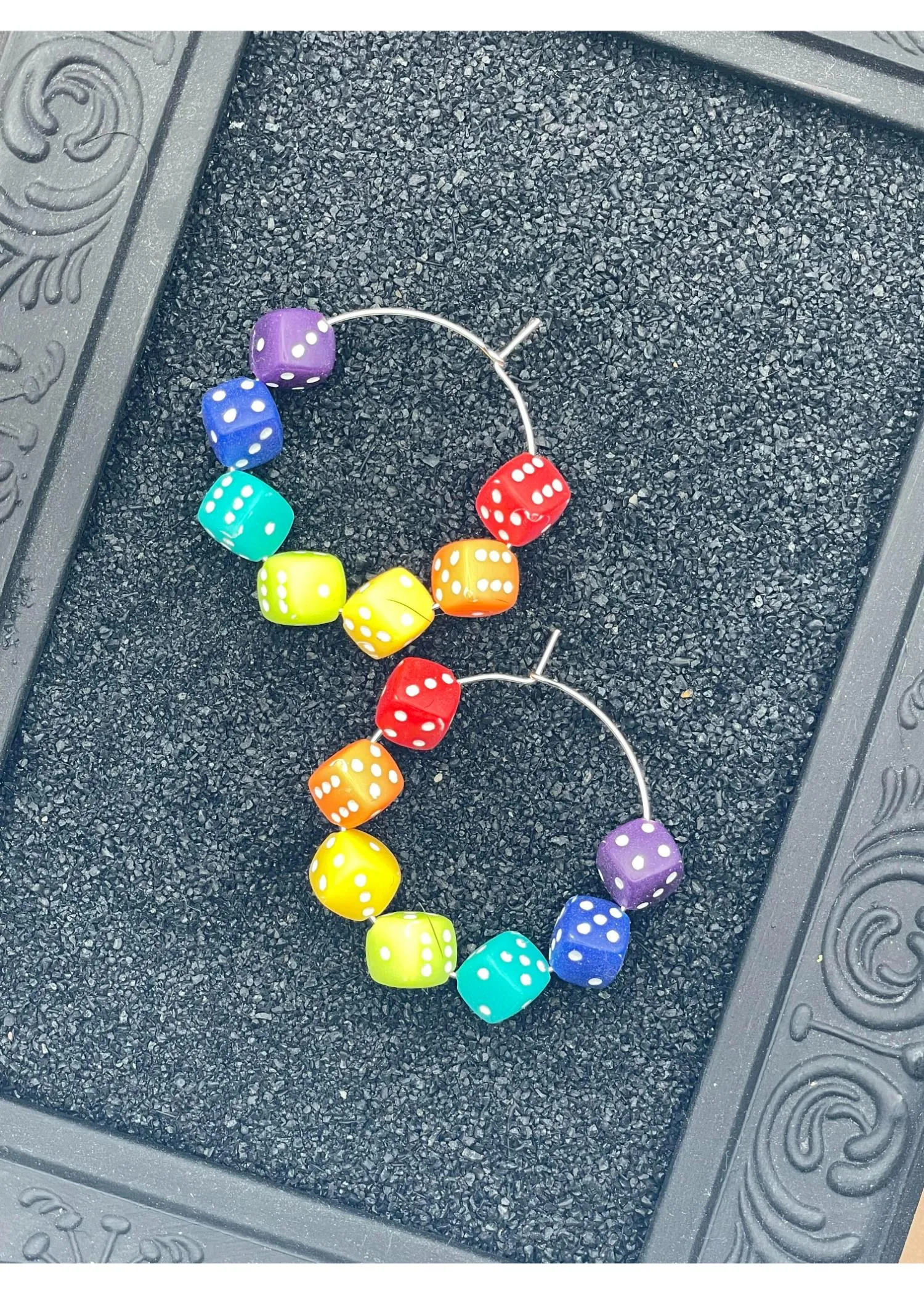Rainbow Dice Hoop Earrings sold by Modcloth product image thumbnail 4
