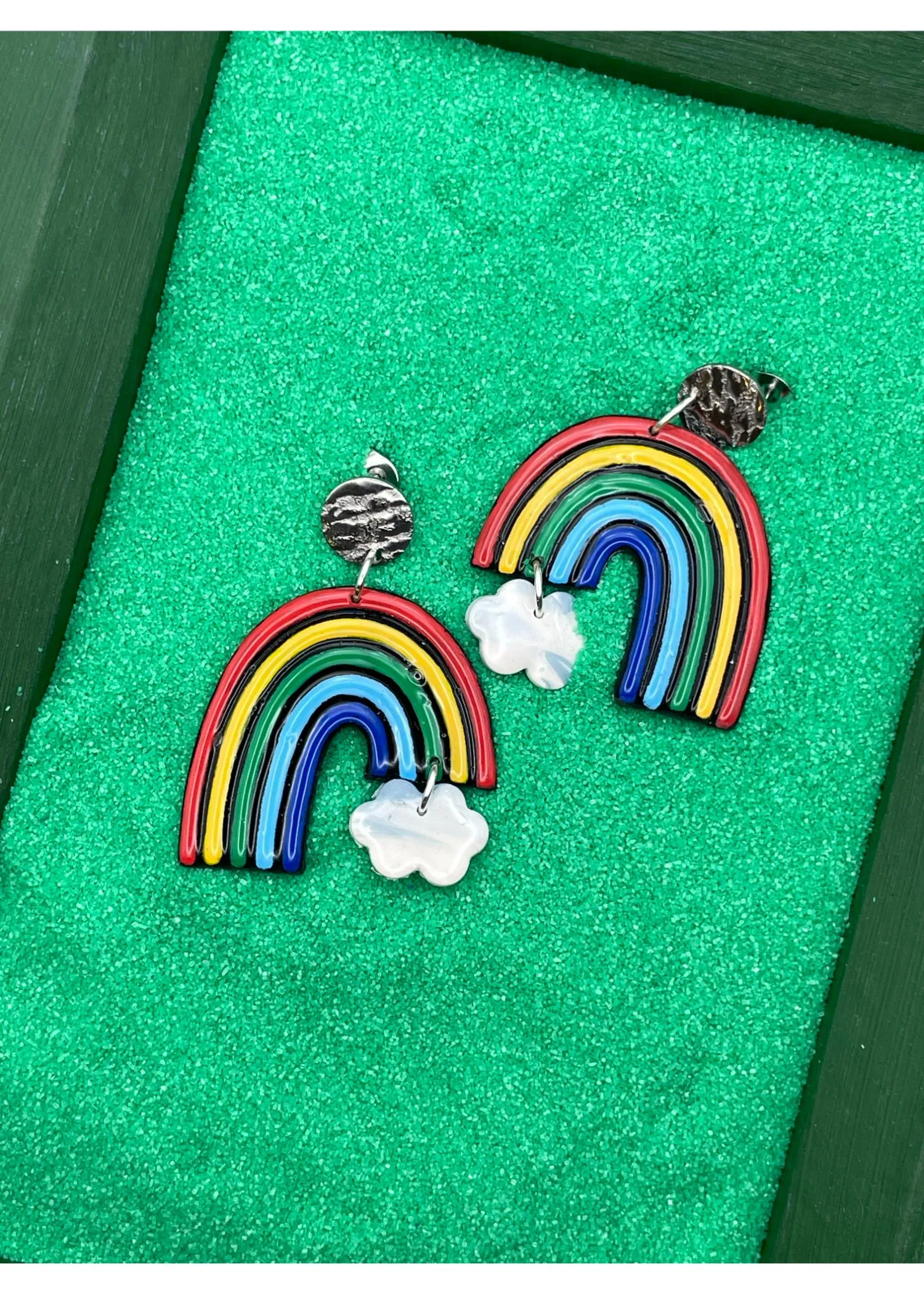 Rainbow and Dangly Cloud Earrings sold by Modcloth