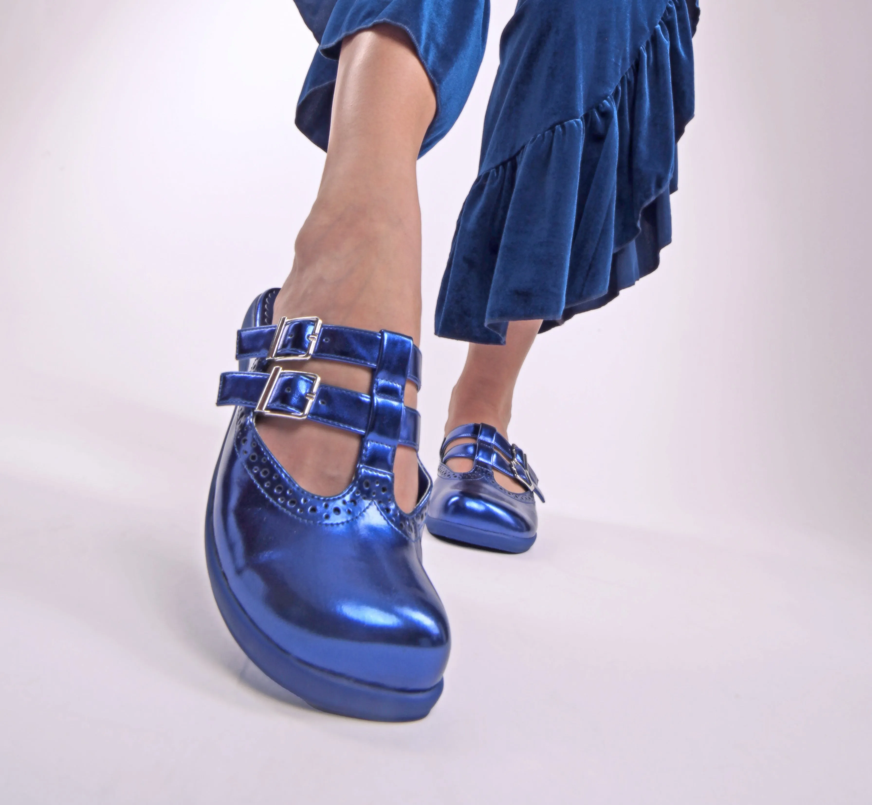 Chocolaticas® Chrome Crush Blue Women's Clog sold by Modcloth