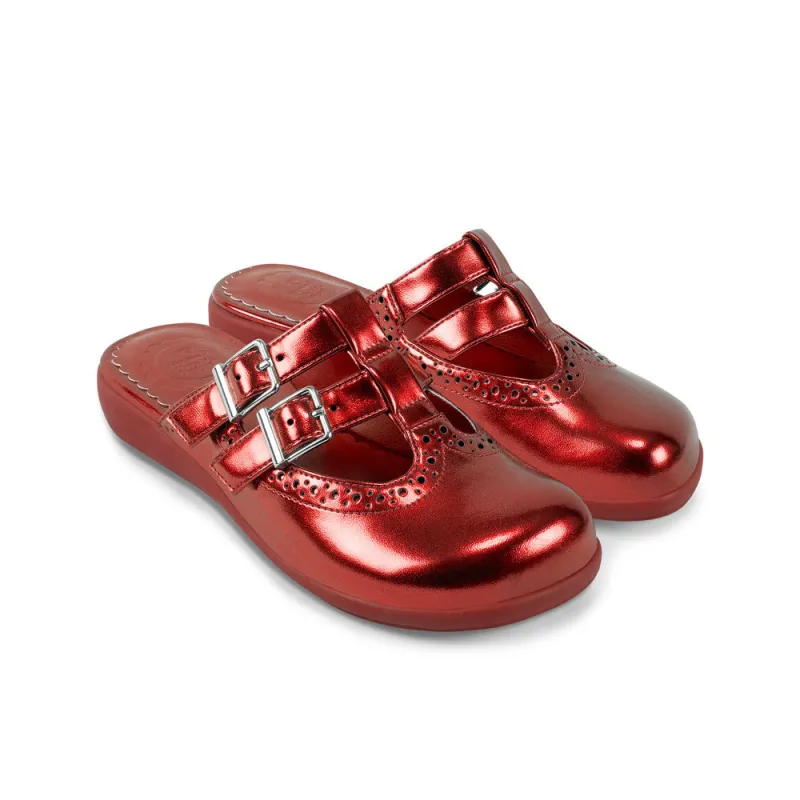 Chocolaticas® Chrome Crush Crimson Women's Clog sold by Modcloth