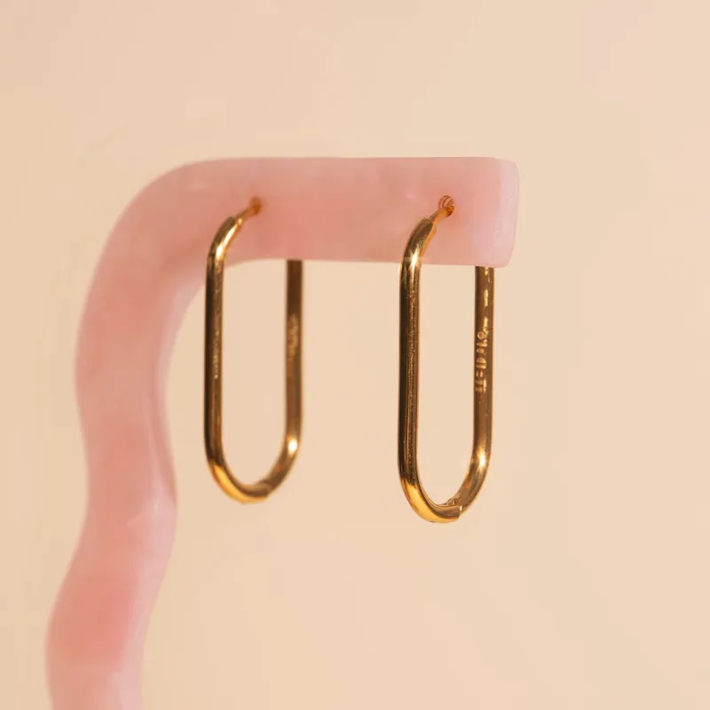 Titanium Rectangle Rounded Huggie Hoop Earrings sold by Modcloth